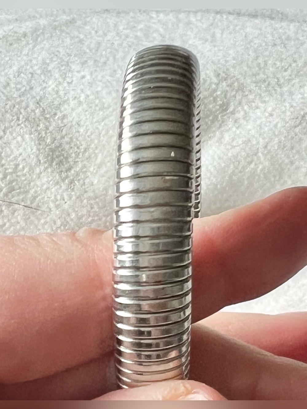 Silver Ribbed Bangle Bracelet - Picture 2 of 7